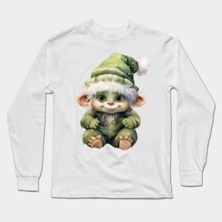 Cute Watercolour Grinch Long Sleeve T-Shirt